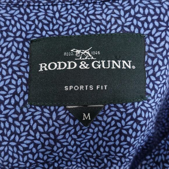 Rodd & Gunn Shirt Mens Medium Blue Linen Blend Short Sleeve Button Up Leaf Print - Picture 6 of 8